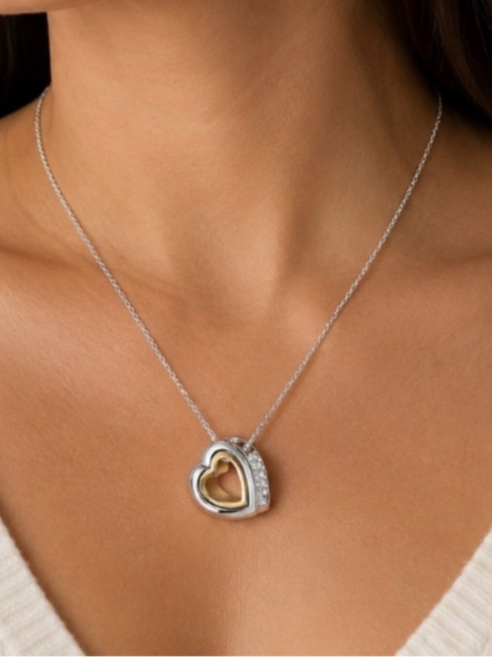 Silver Heart Pendant Dainty Silver Chain.Necklace